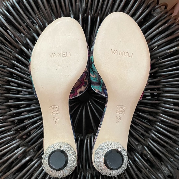 Vaneli Floral Velvet Rhinestone Heel Slide Sandal - Picture 9 of 11